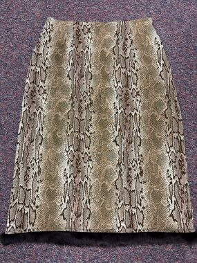 Bentley Arbuckle Snake-Print Pencil Skirt in Brown and Cream